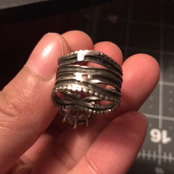 Size 6 sterling made in Israel huge CZ statement cocktail ring beautiful - Picture 8 of 9